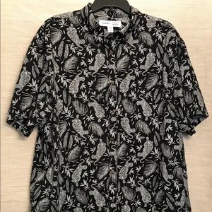 Black Tiger Hawaiian Tribal Print Button Down